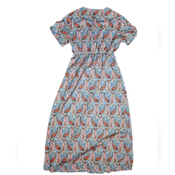 Paisley Print Maxi Dress with Brown Belt 2XL - Picture 3 of 4